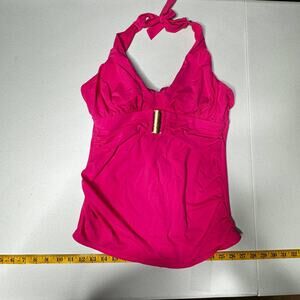 Spanx Paradise Pink Halter Tankini Top Swim - 10